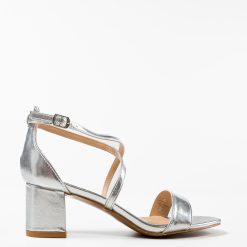 Sandale cu toc Kamaria Argintii 2