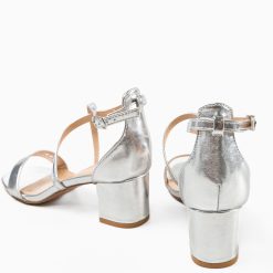 Sandale cu toc Kamaria Argintii 3