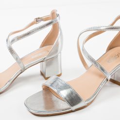 Sandale cu toc Kamaria Argintii 4