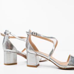Sandale cu toc Kamaria Argintii 5