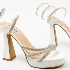 Sandale cu toc Keane Albe 4