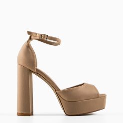 Sandale cu toc Kevin Bej 4