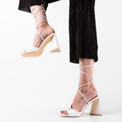 Sandale cu toc Kouma Albe 2