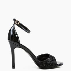 Sandale cu toc Liron Negre 3