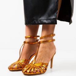 Sandale cu toc Macias Portocalii 2