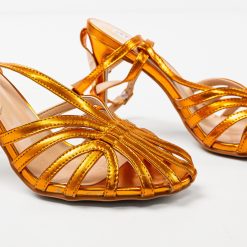 Sandale cu toc Macias Portocalii 4
