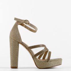 Sandale cu toc Mikol Aurii 4