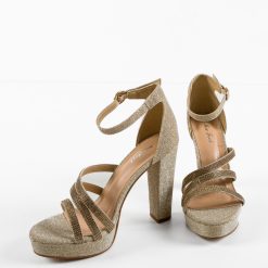 Sandale cu toc Mikol Aurii 5