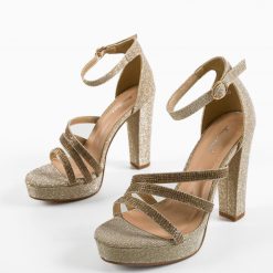 Sandale cu toc Mikol Aurii 6
