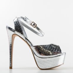 Sandale cu toc Millar Argintii 3