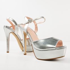Sandale cu toc Moctez Argintii 7