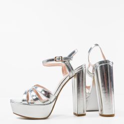 Sandale cu toc Mumbi Argintii 7