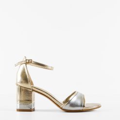 Sandale cu toc Navde Aurii 2 4