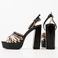 Sandale cu toc Neophy Negre 7