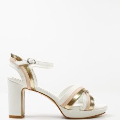 Sandale cu toc Noor Albe 5