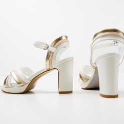 Sandale cu toc Noor Albe 7