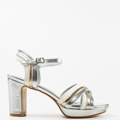Sandale cu toc Noor Argintii 2