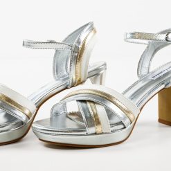 Sandale cu toc Noor Argintii 3