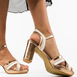 Sandale cu toc Noor Aurii 3