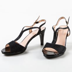 Sandale cu toc Nuha Negre 5