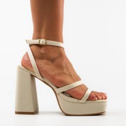 Sandale cu toc Oihana Albe 3