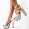 Sandale cu toc Parthen Albe-Sandale cu toc-Sandale cu toc