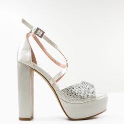 Sandale cu toc Parthen Albe 4