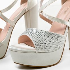 Sandale cu toc Parthen Albe 7