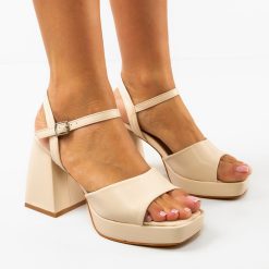 Sandale cu toc Plamen Bej 2