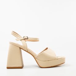 Sandale cu toc Plamen Bej 3