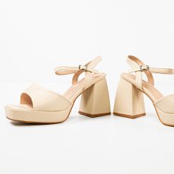 Sandale cu toc Plamen Bej 5