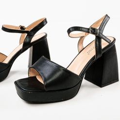 Sandale cu toc Plamen Negre 5