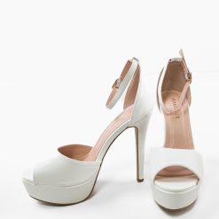 Sandale cu toc Remiel Albe 3