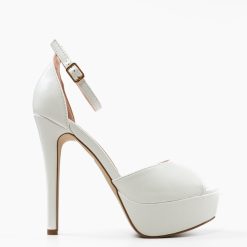 Sandale cu toc Remiel Albe 4