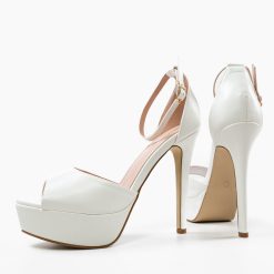 Sandale cu toc Remiel Albe 5