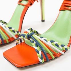 Sandale cu toc Sameera Portocalii 7