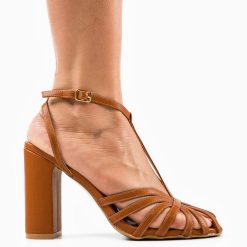 Sandale cu toc Shila Camel 4