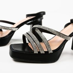Sandale cu toc Shohre Negre 4