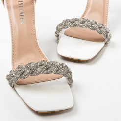 Sandale cu toc Silve Albe 4