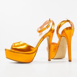 Sandale cu toc Thyrza Portocalii 5