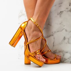 Sandale cu toc Tochuk Portocalii 2