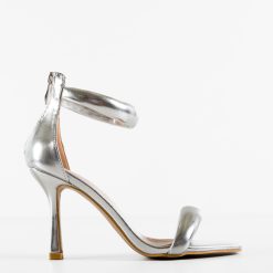 Sandale cu toc Yakup Argintii 4