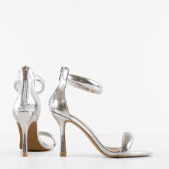 Sandale cu toc Yakup Argintii 5