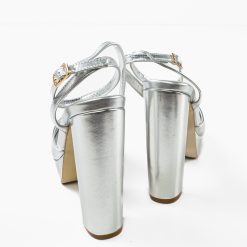 Sandale cu toc Yuuki Argintii 6