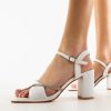 Sandale dama Zedong Albe-Sandale cu toc-Sandale cu toc