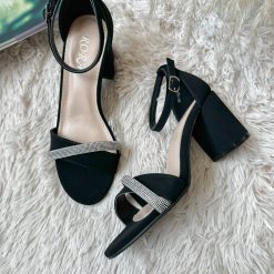 Sandale dama negre  piele intoarsa GH110  N13-4-Incaltaminte > Incaltaminte dama > Sandale dama