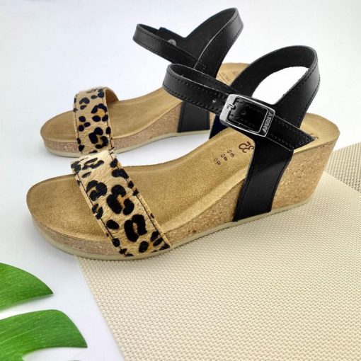 Sandale piele naturala V-022 negru-leopard-Sandale-Sandale