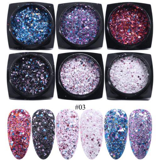 Sclipici si paiete set 6 culori SYG-3 - SYG-3 - Everin.ro-NAIL ART ❤️