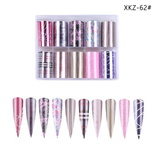 Set 10 folii de transfer 100x4cm. XKZ-62 - XKZ-62 - Everin.ro-NAIL ART ❤️