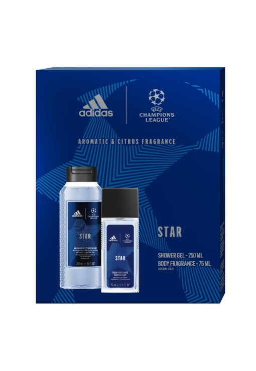 Set Cadou  Uefa Star: Deodorant Natural Spray - 75 ml + Gel de dus - 250 ml-BARBATI-